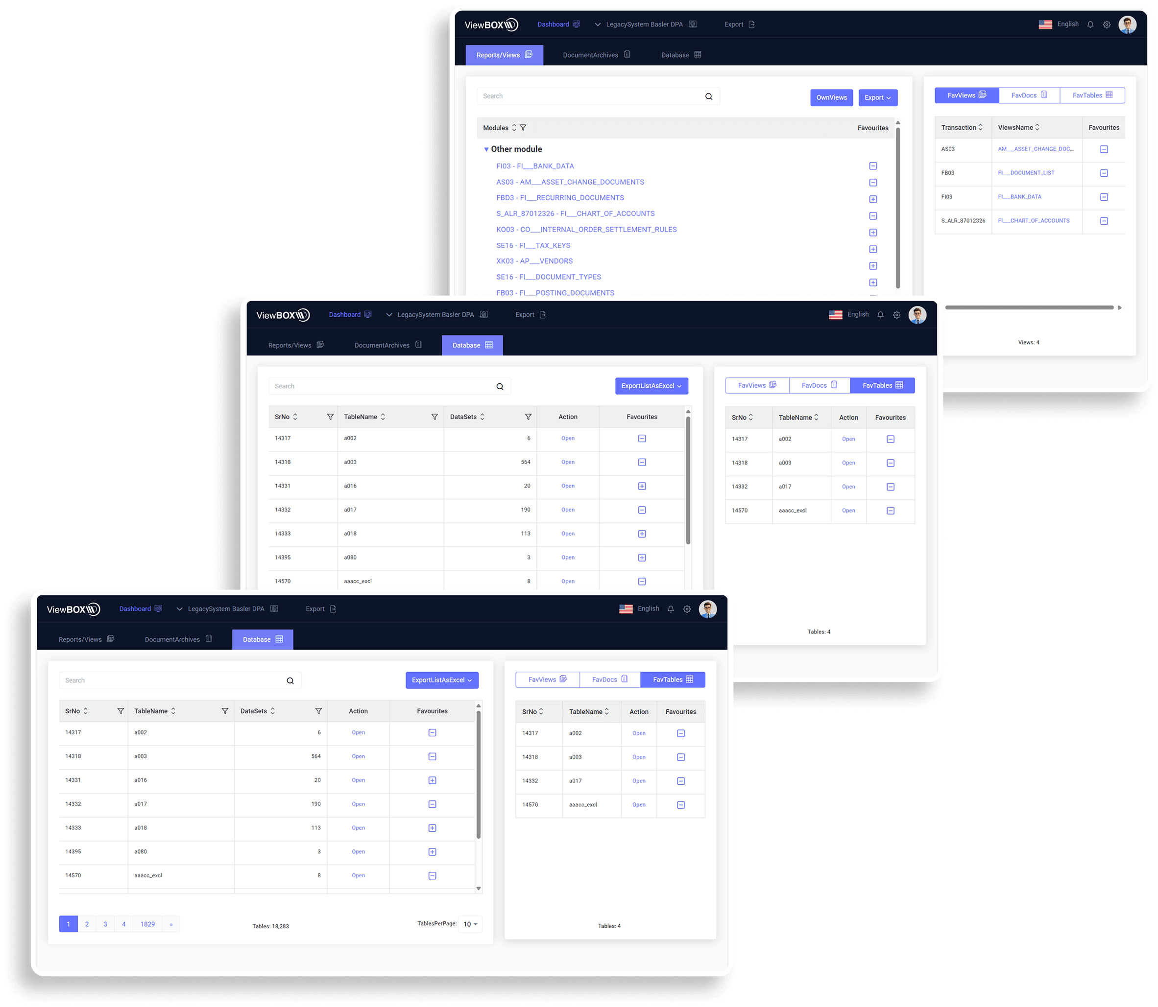 ViewBox research platform interface for accessing archived legacy system data